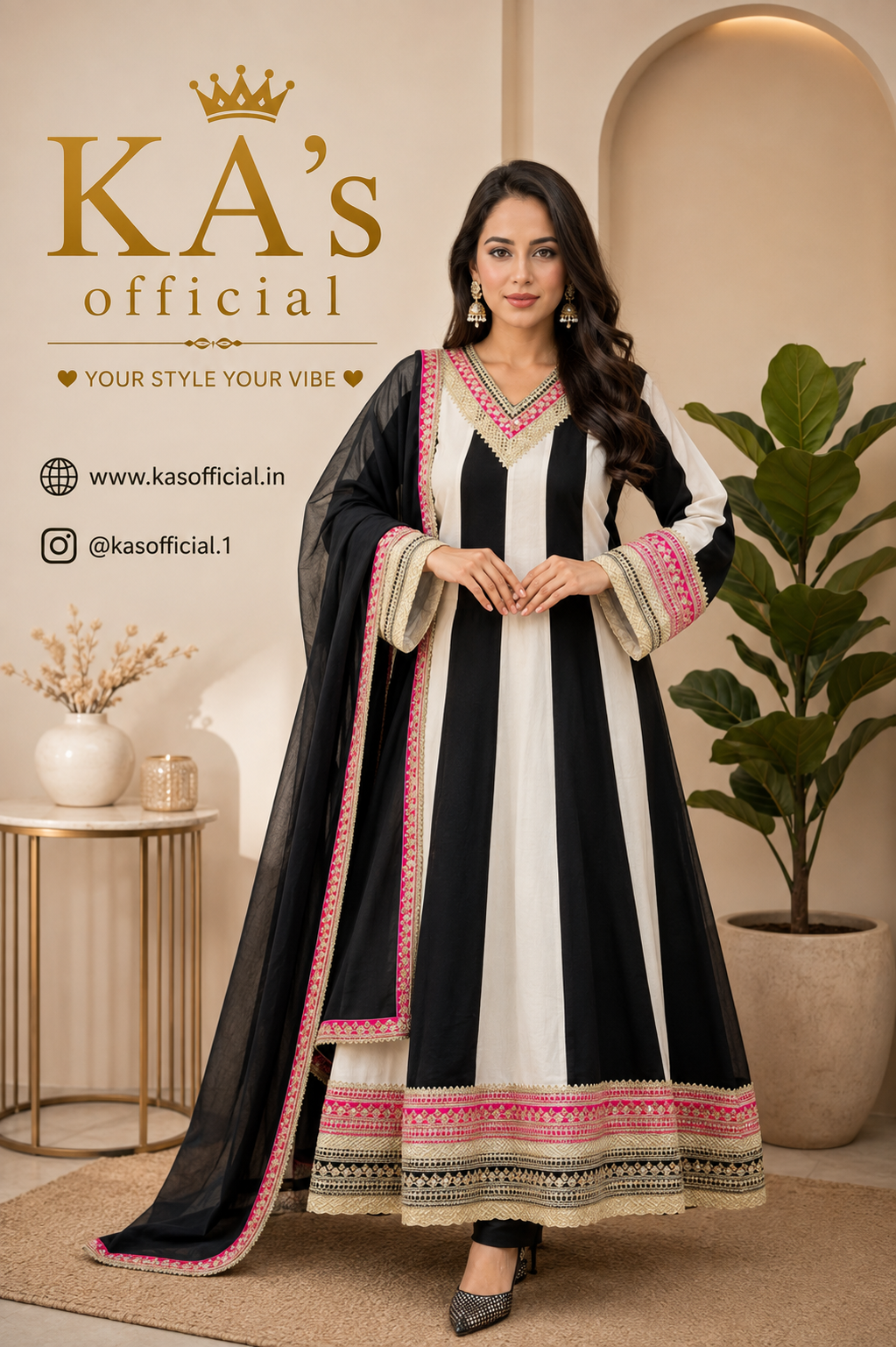 Black & White Designer Anarkali
